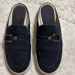 Talbots Navy and White Slip-On Mule Shoes